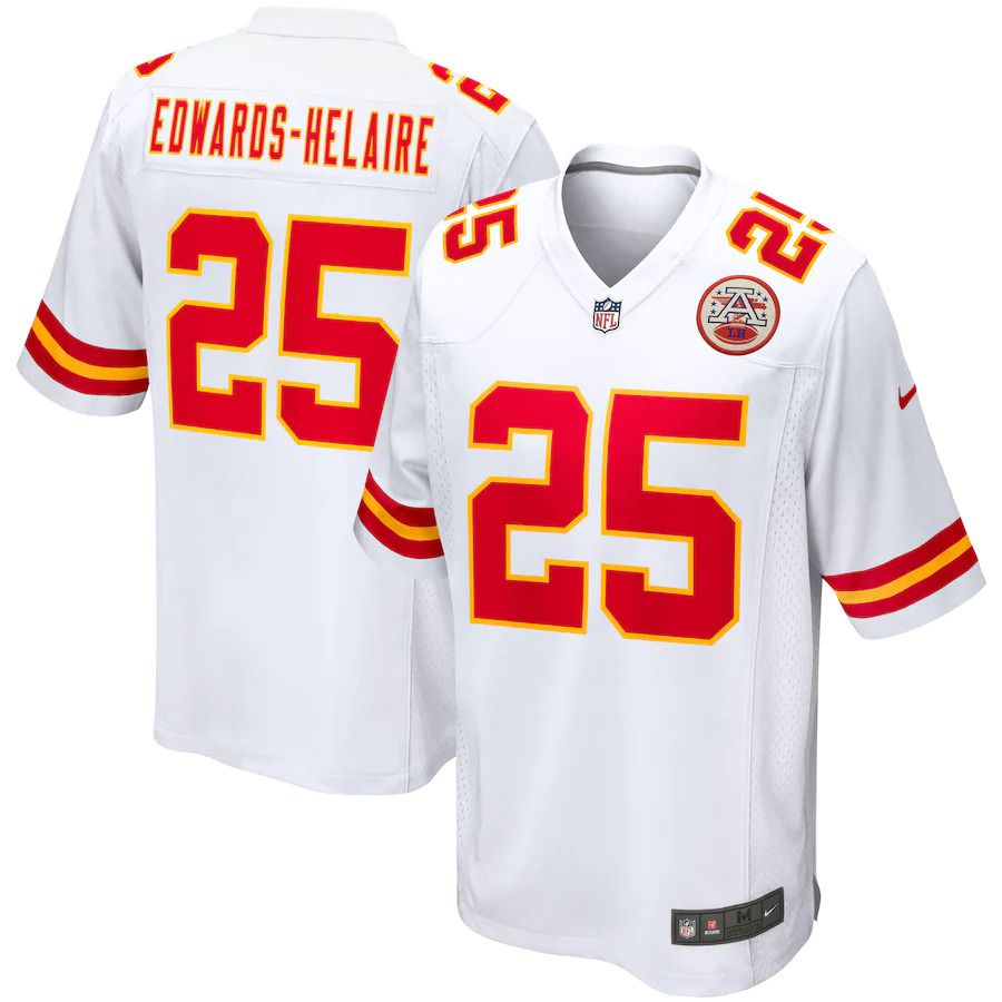 Men Kansas City Chiefs 25 Clyde Edwards-Helaire Nike White Game NFL Jersey